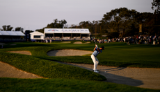 Harris English hits a bunker shot