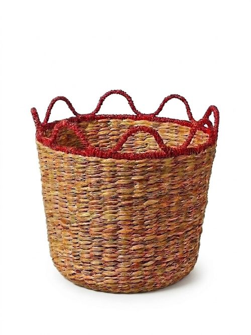 Woven Red Wiggle Edge Basket
