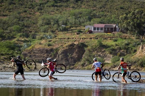 Riders cross the Gouritz river during stage 4 of the DCM Cape Pioneer Trek