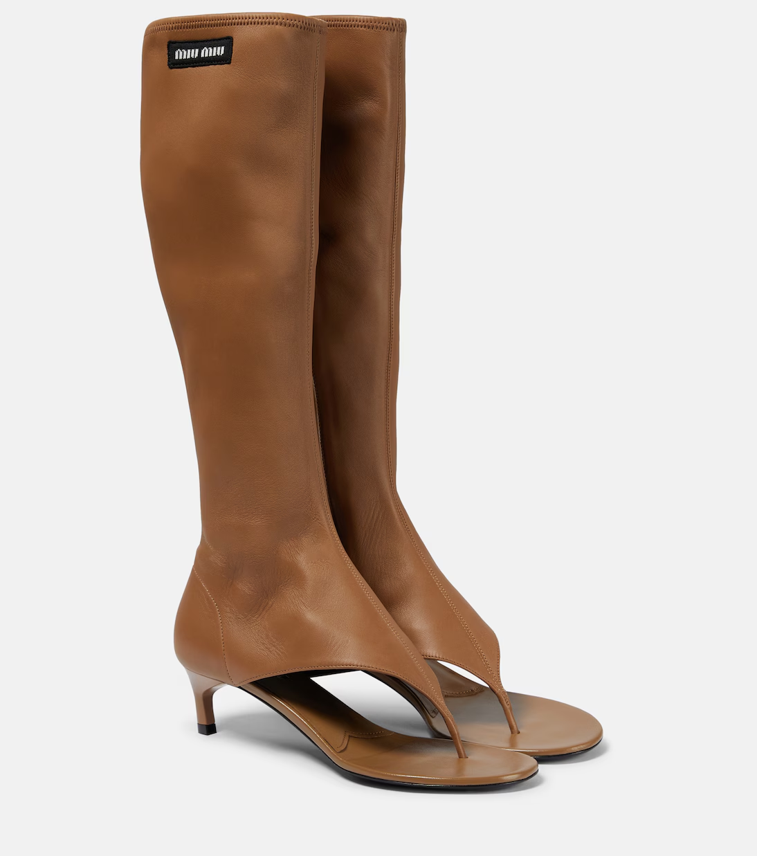 Miu Miu, Leather Knee-High Thong Sandals