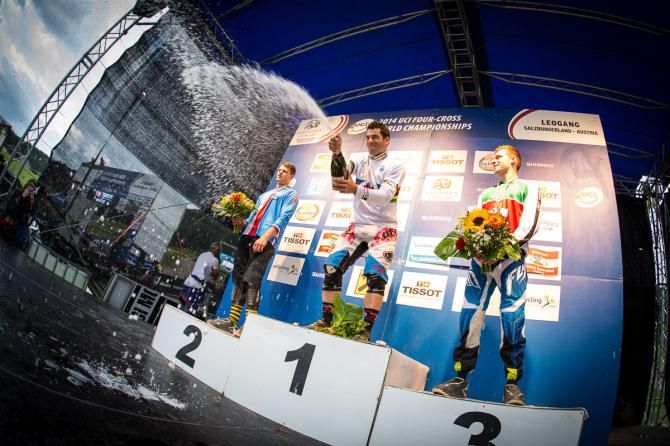 Elite men's four cross world championships podium