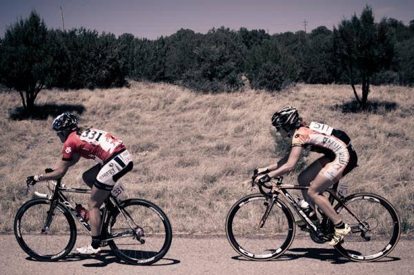 Kristin Armstrong (Exergy) leading the break.