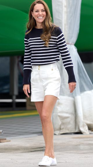 The Princess of Wales is seen during her visit to the 1851 Trust and the Great Britain SailGP Team