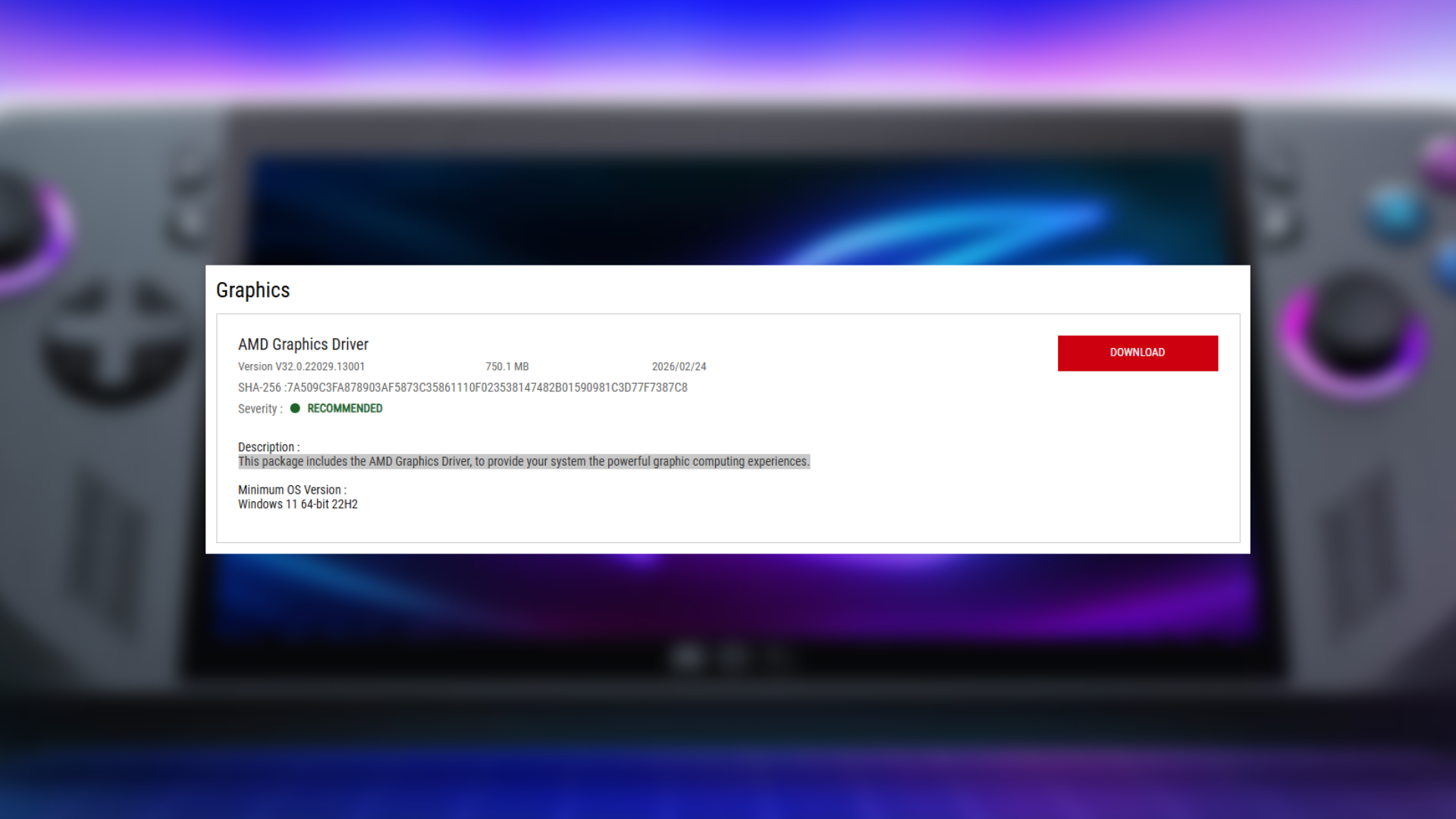 Latest Graphics driver for Z1 Extreme