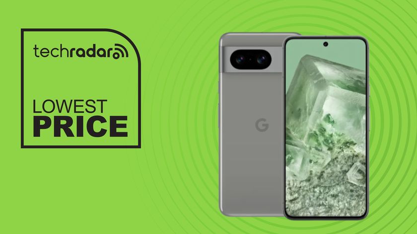 Google Pixel 8 on green background with lowest price text overlay