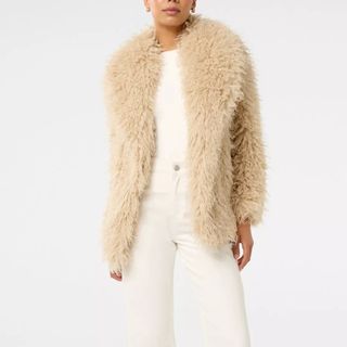 Forever New Jennifer Faux Fur Coat, Light Camel