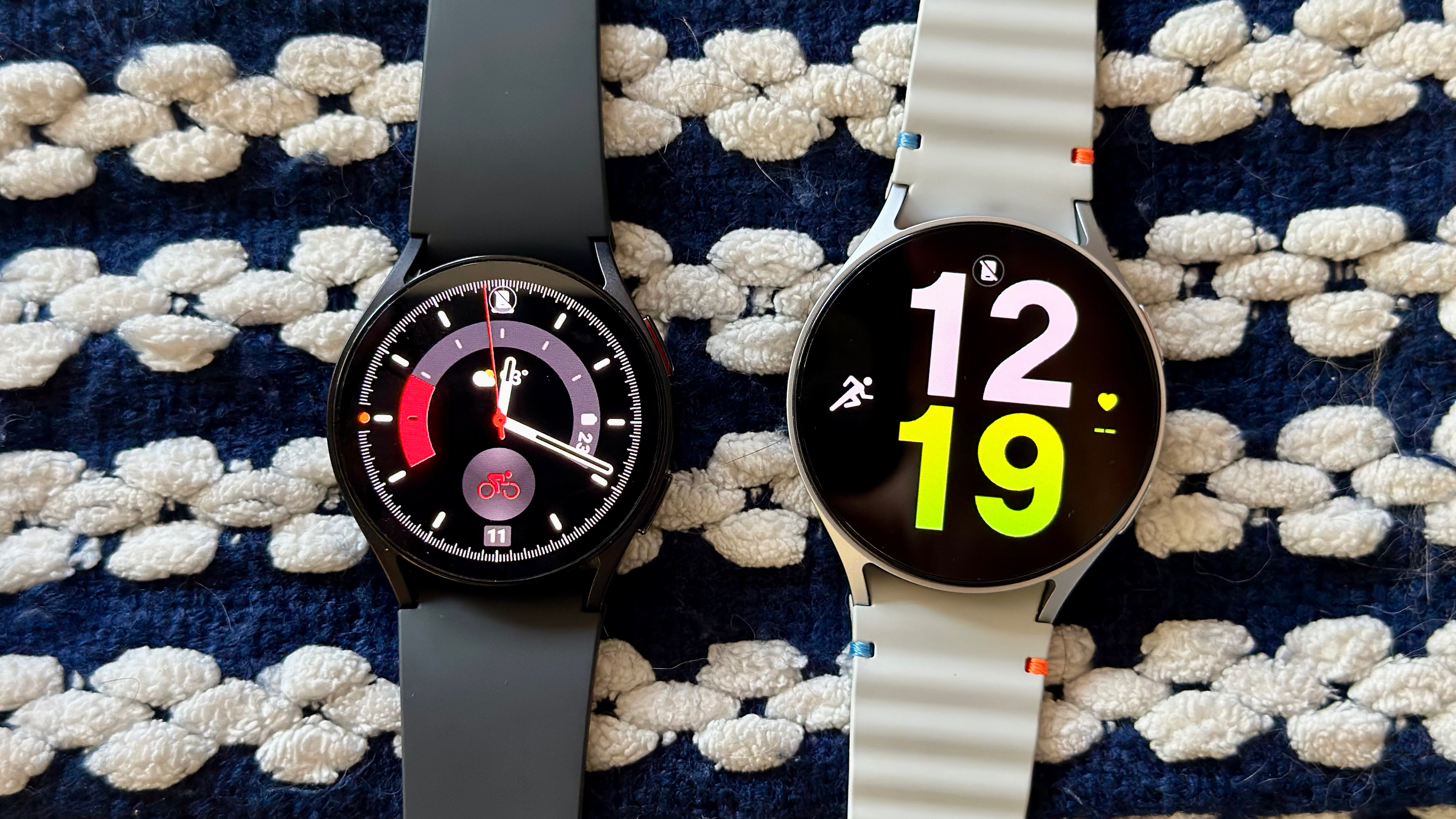 The Samsung Galaxy Watch 6 (left, black) and Samsung Galaxy Watch 7 (right, silver) side-by-side