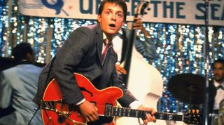 Michael J. Fox performs in the Enchantment Under the Sea dance scene in the 1988 film Back to the Future