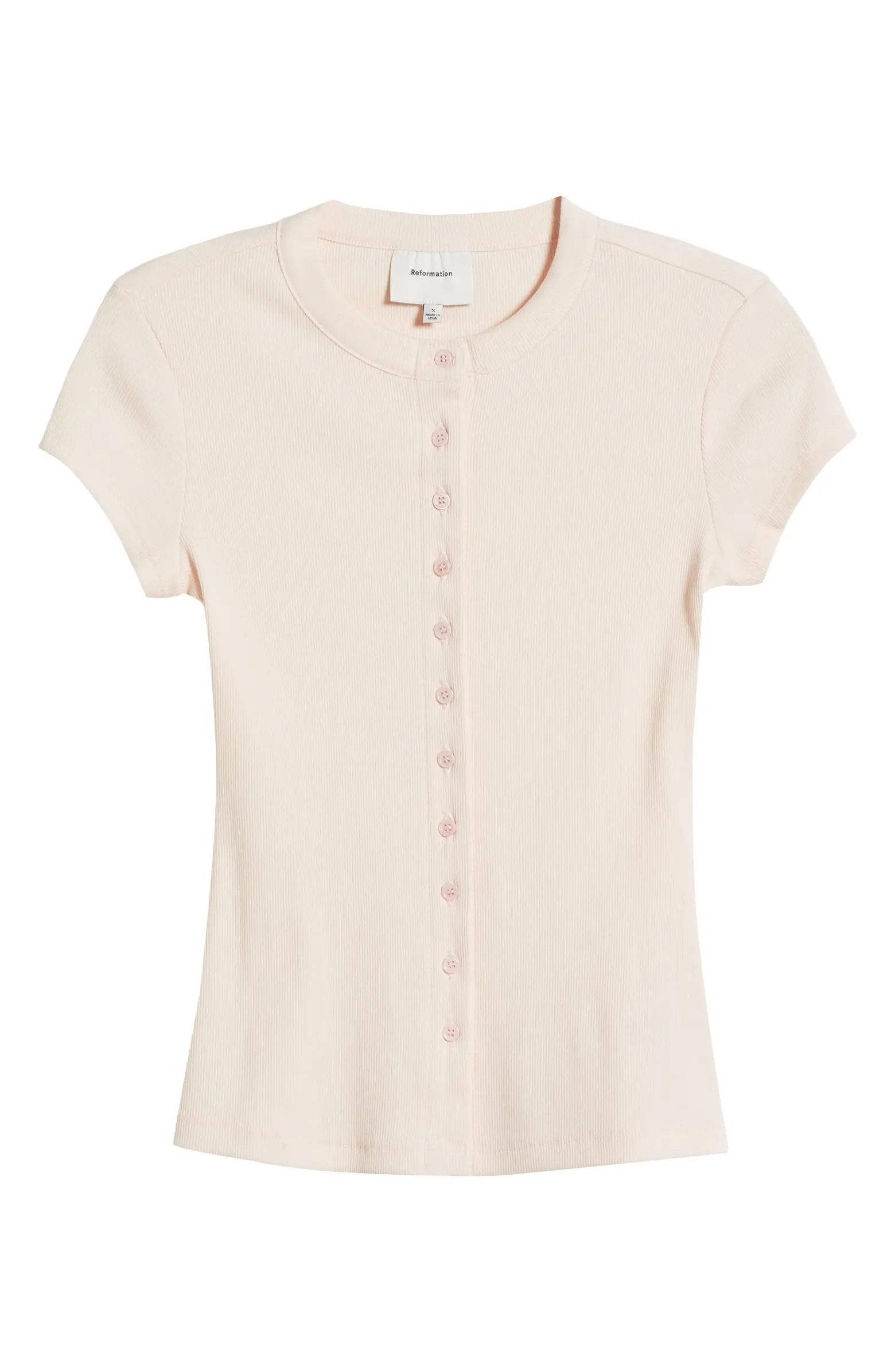 Reform, Raelynn button front organic cotton knit top