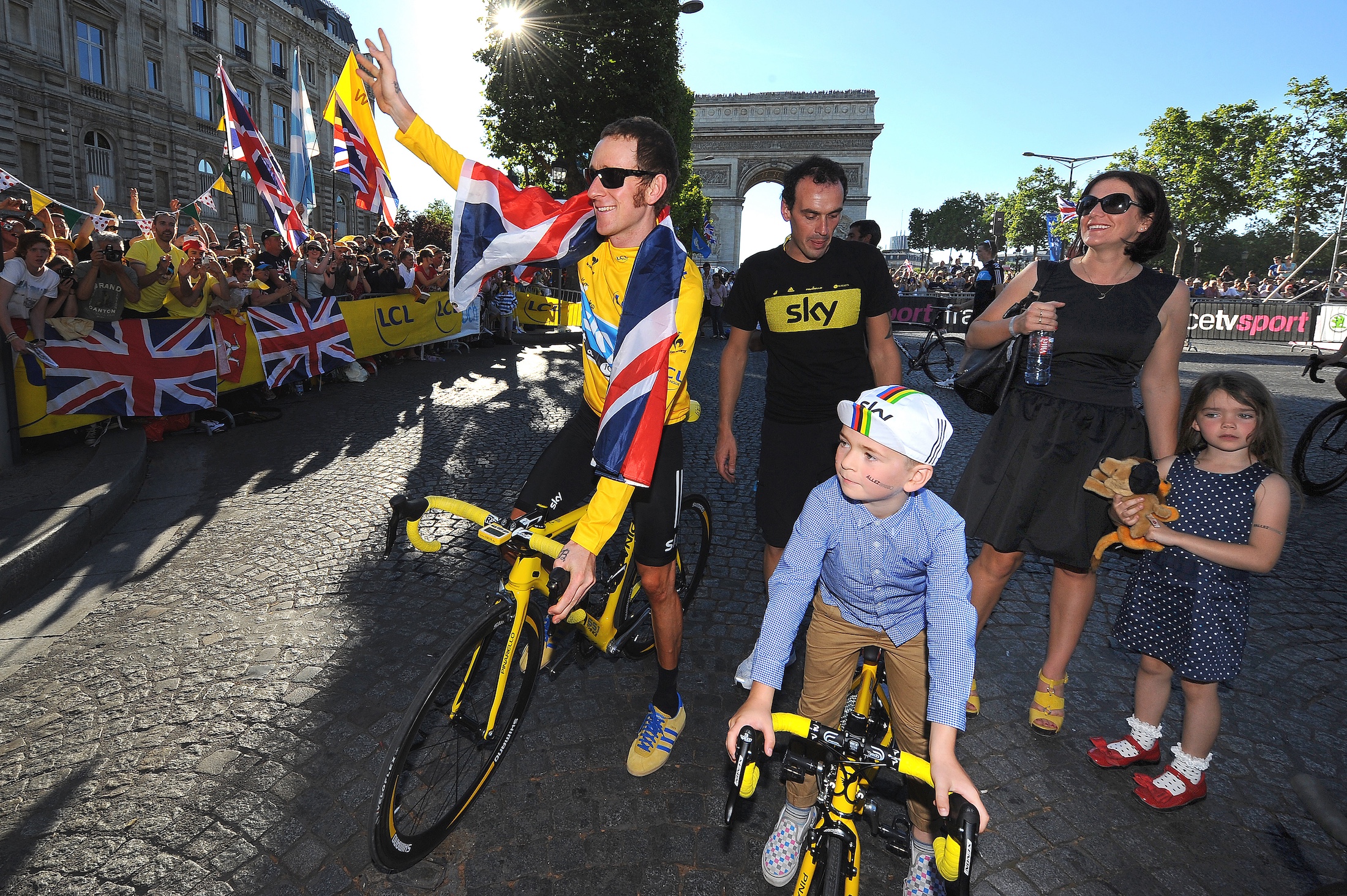 Bradley Wiggins and family after winning the 2012 Tour de France