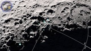 An image captured by NASA's Lunar Reconnaissance Orbiter shows areas scientists suspect to be covered with frost.