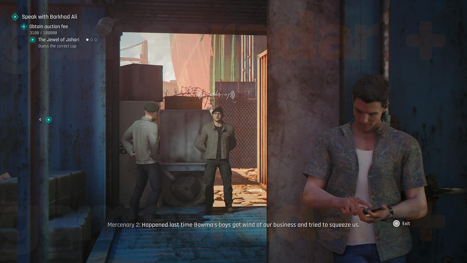 James Bond eavesdrops on Scorpius soldiers planning an illegal art deal in 007 First Light