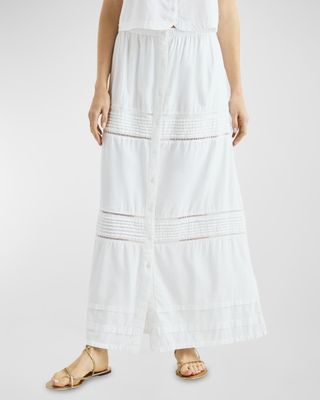 Callan Cotton Viscose Crochet-Trim Midi Skirt