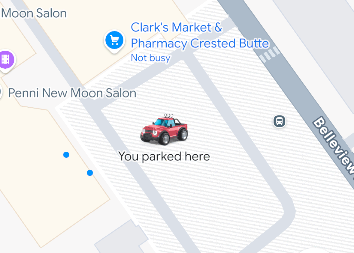 A GIF image showing the parking icon in Google Maps