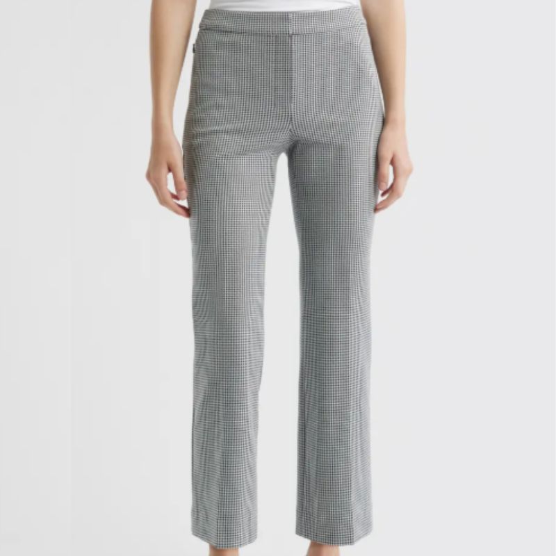 kick flare check trousers