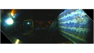 view inside solar power satellite experiment with light source and emitter