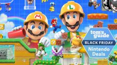 Mario Brothers with Black Friday deal tag superimposed