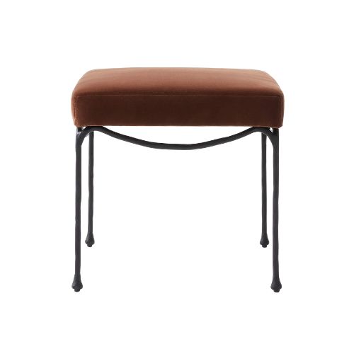 CB2, Journey Terracotta Red Velvet Stool