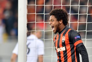 Luiz Adriano celebrates after scoring for Shakhtar Donetsk against BATE Borisov in the Champions League in November 2014.