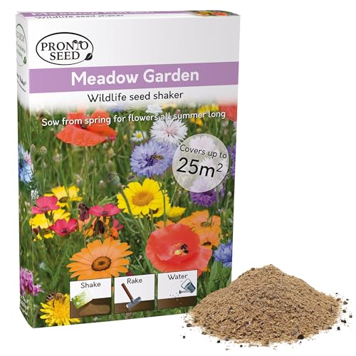 Pronto Seed Wild Flowers Seeds - Uk Mixed Variety Pack - Selected Wildflower Seed Mix for Garden &amp;amp; Meadow Areas - Native British Blooms, Covers 25m2 (meadow Garden)