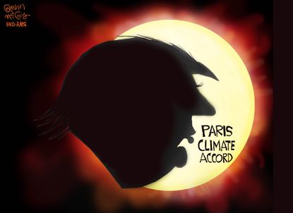 Political cartoon U.S. Trump Paris Agreement