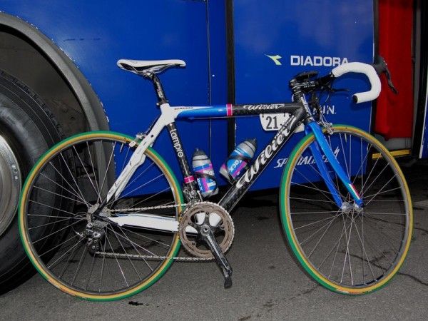 Lampre riders adopted a familiar formula for their Paris-Roubaix bikes, combining attributes of road and 'cross frames for a special ride.