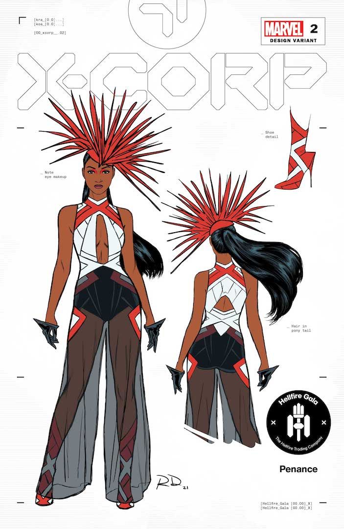Hellfire Gala outfit designs by Russell Dauterman