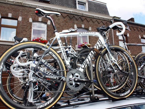 Saxo Bank took few chances today with key riders having multiple spare bikes at their disposal.