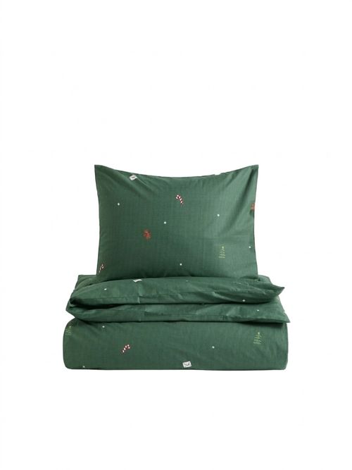 Patterned duvet cover set in Dark green/Striped