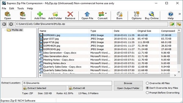 express zip file compression registration code