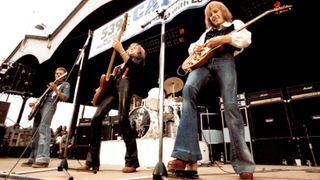 Humble Pie perform onstage in 1974 (from left): Steve Marriott, Greg Ridley, Jerry Shirley and Clem Clempson