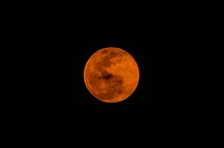The Snow Moon seen over , West Bengal, India On Feb. 24 2024