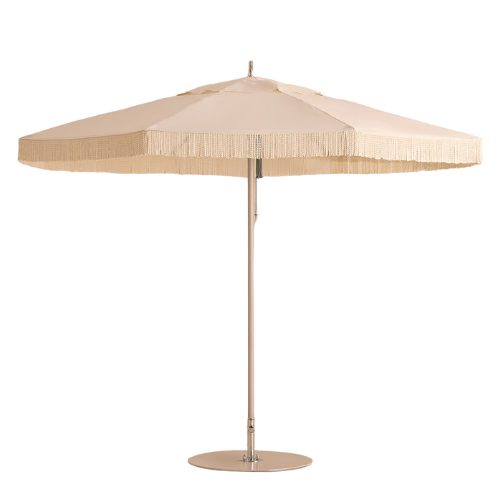 Tuuci Outdoor Octagonal Parasol, Fringed, Cream