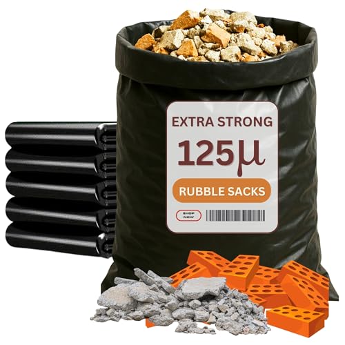 Rubble Sacks Heavy Duty-Rubble Bags Extra Strong 125 Micron-Heavy Duty Garden Waste Bags 20 X 30 Inch 100kg Load. Highly Tear Resistant for Construction, Household, Timber and Gravel (25)