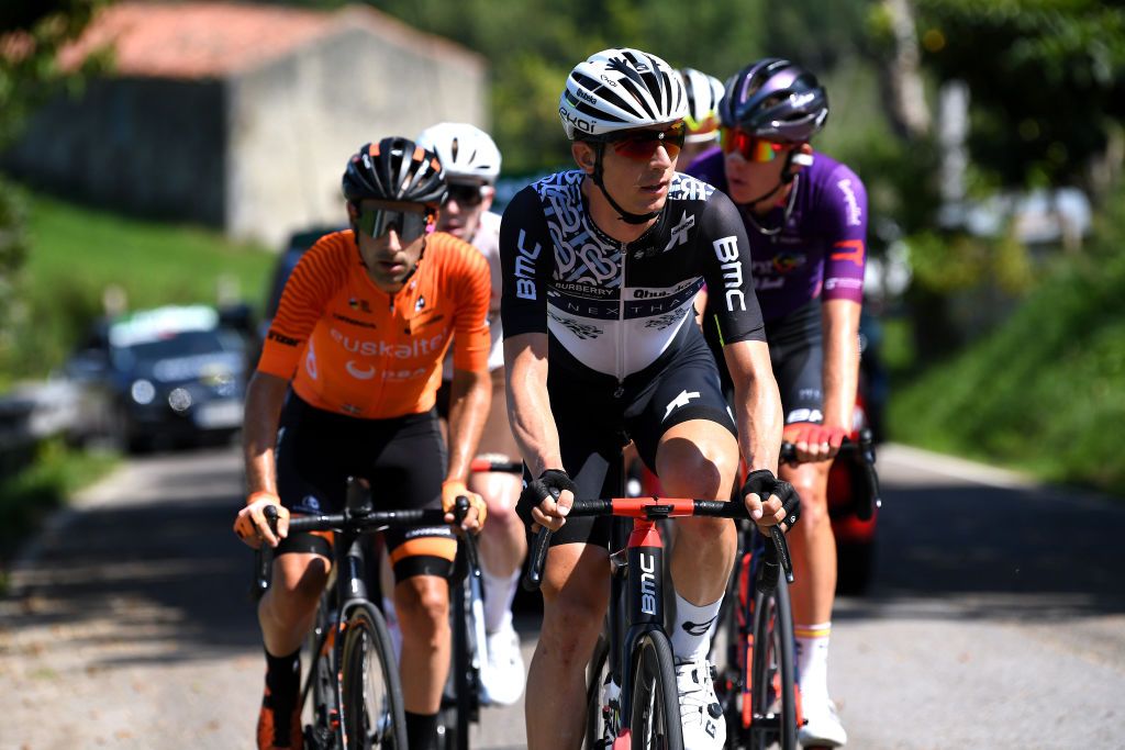 SANTA CRUZ DE BEZANA SPAIN AUGUST 31 Dimitri Claeys of Belgium and Team Qhubeka Nexthash leads The Breakaway during the 76th Tour of Spain 2021 Stage 16 a 180km stage from Laredo to Santa Cruz de Bezana lavuelta LaVuelta21 on August 31 2021 in Santa Cruz de Bezana Spain Photo by Tim de WaeleGetty Images