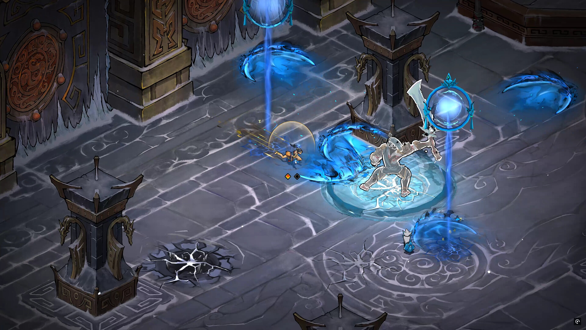 Realm of Ink screenshots showing the protagonist moving through a grey dungeon