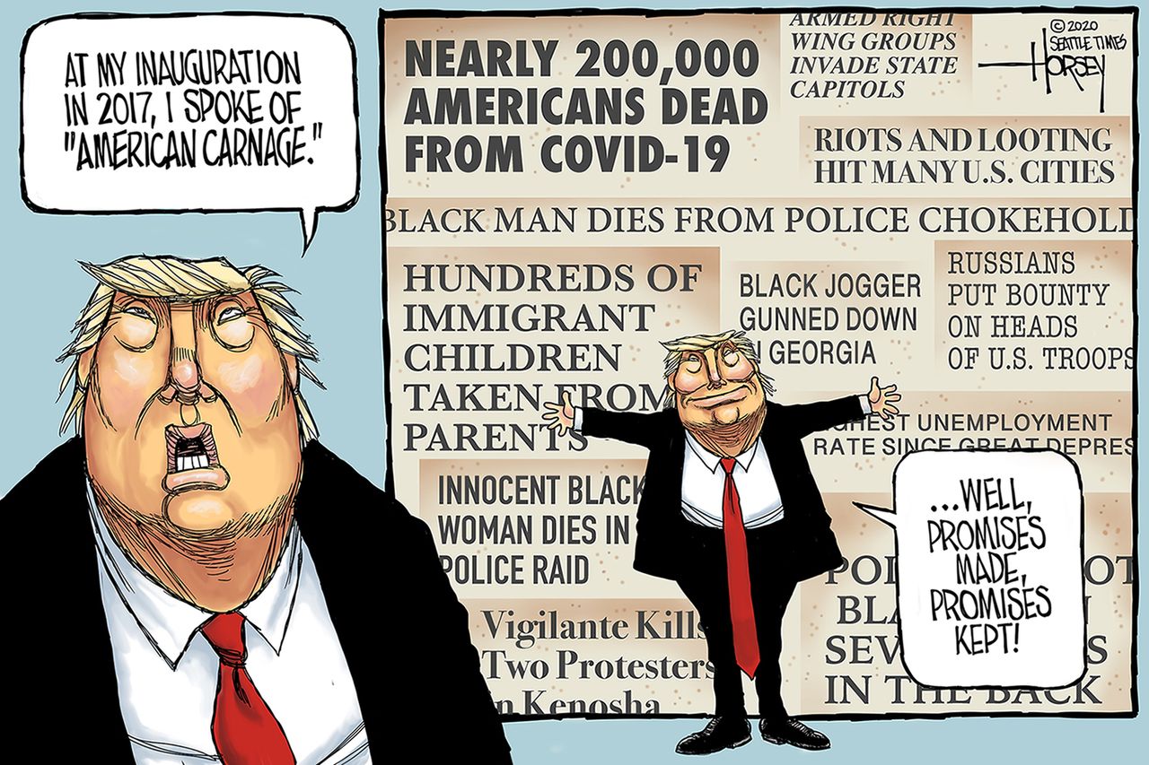 Political Cartoon U.S. Trump American Carnage 2020