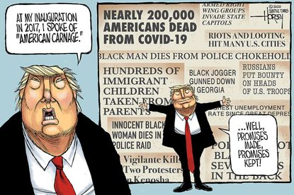 Political Cartoon U.S. Trump American Carnage 2020