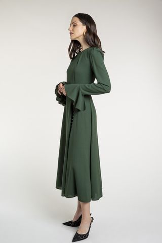 Yahvi Olive Green Midi Dress