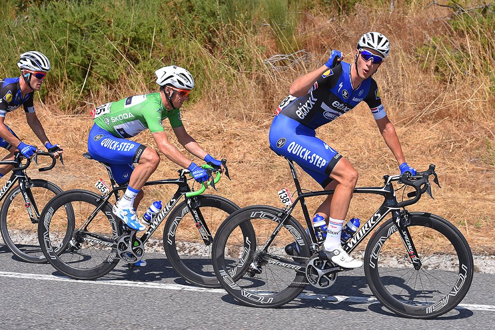 Etixx riders joke about during the stage