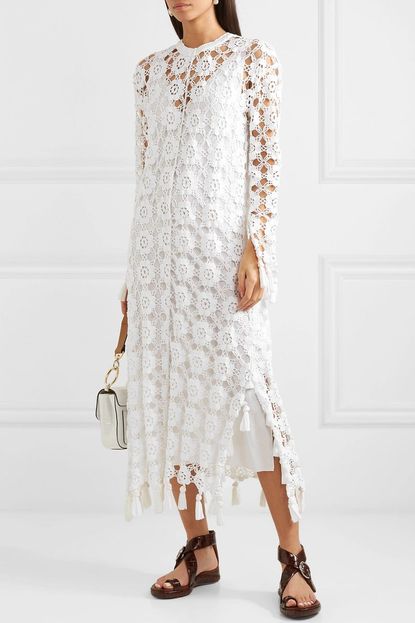 Chloé Fringed Crocheted Cotton-Blend Maxi Dress