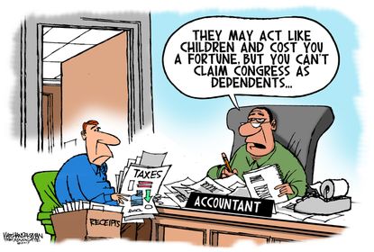 Political Cartoon U.S. Taxes Congress Government GOP Republicans Democrats