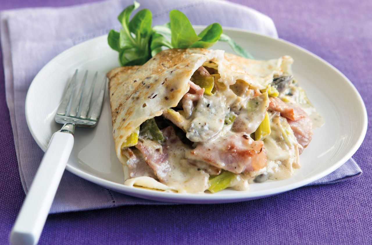 Chicken and leek pancakes