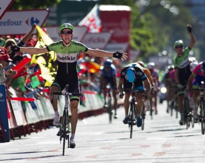 Bauke Mollema (Belkin) wins stage 17 of the Vuelta a Espana