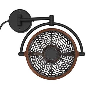 Vivi- 8 In. Wall Mount Swivel Fan With Folding Arm (walnut)