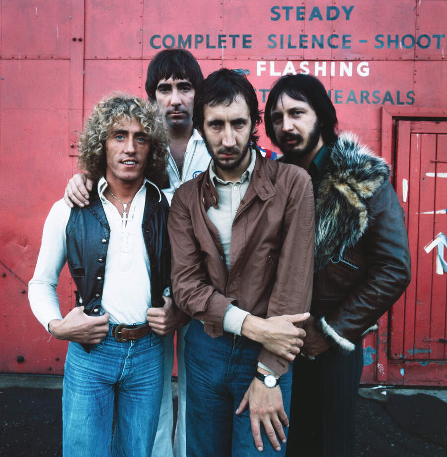 The Who photographed at Shepperton Studios, England for The Daily Mirror on October 8, 1975