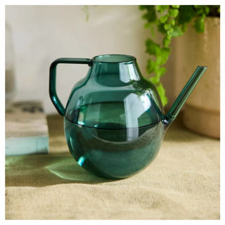 Turquoise Glass Watering Can from Anthropologie