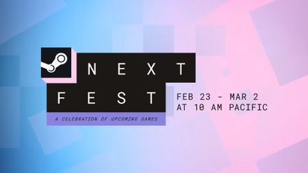 Steam Next Fest 2026 banner for February 23 - March 2 at 10am Pacific