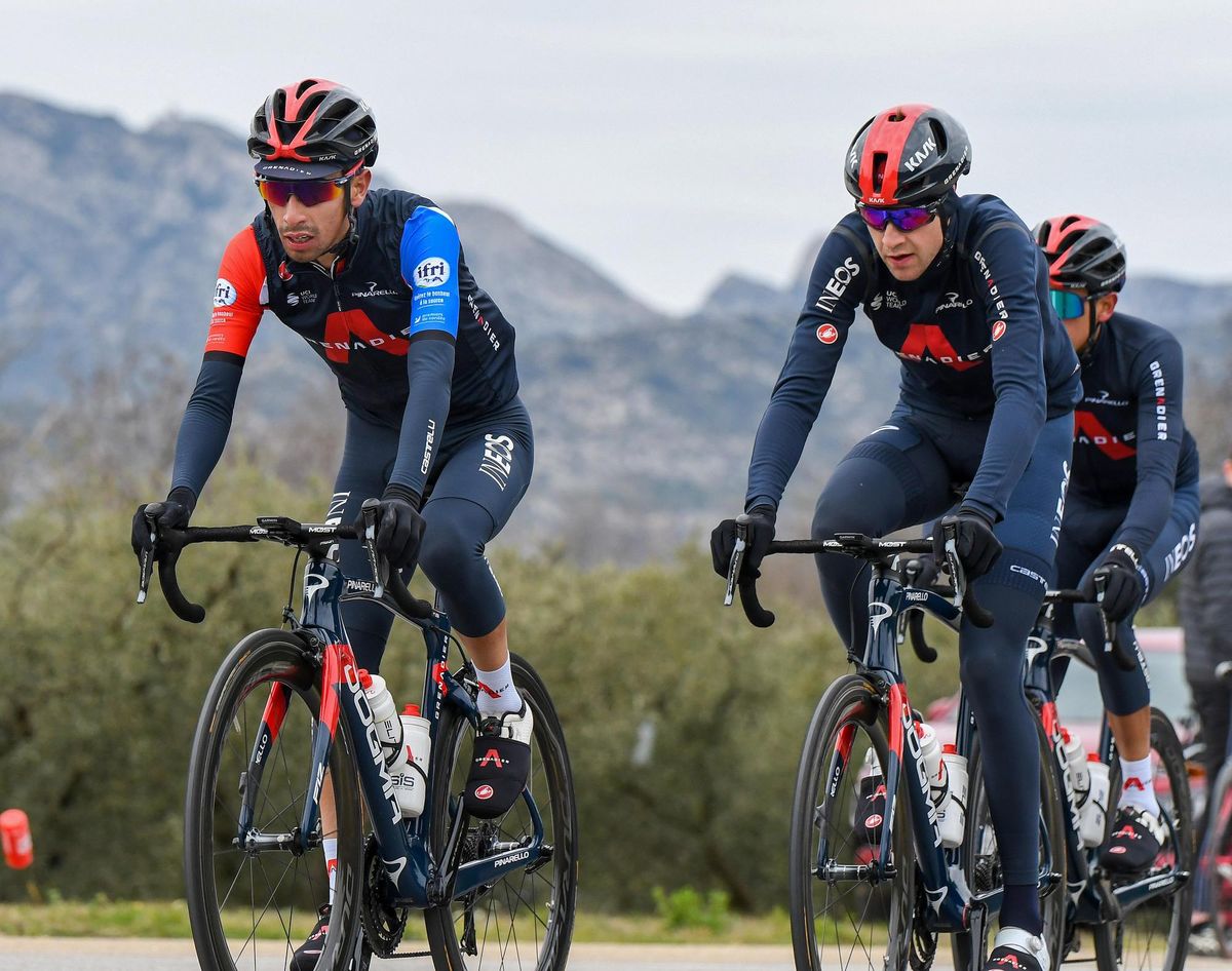 Tour de la Provence 2021 6th Edition 4th stage Avignon SalondeProvence 1632 km 14022021 Egan Bernal COL Ineos Grenadiers Laurens De Plus BEL Ineos Grenadiers photo William Cannarella CVBettiniPhoto2021