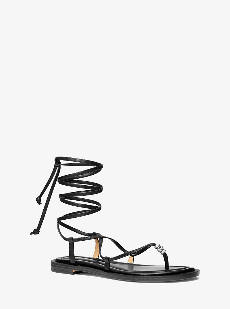 Michael Kors, Khloe Embellished Leather Lace-Up Sandal